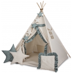 Namiot TIPI TEEPEE dla dzieci 3 poduszki przytulanki+GIRLANDA produkt PL